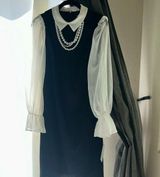 NWT. Shelby and Palmer. Black and white dress with attached pearl necklace. Photo 0