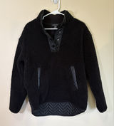Athleta Cozy Sherpa Snap‎ Jacket Sweatshirt Small Black Photo 0