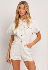 Le lis  Off-White/Copper Denim Romper Photo 0
