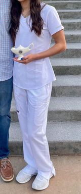 White Scrub Top Sketchers Photo 0