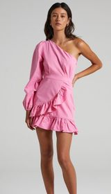 Pink One Shoulder Dress Photo 0