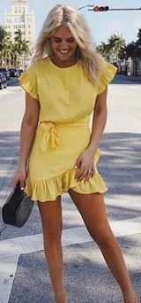 Vestique Yellow Wrap Dress Photo 0