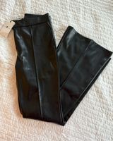 Seven7 Black Flare Leather Jeans Photo 0