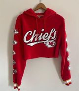 Kansas City Chiefs Cut Off Hoodie Sweatshirt  Team Apparel Womens M Swiftie Photo 0