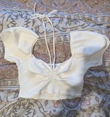 White puff sleeve crop top Photo 0