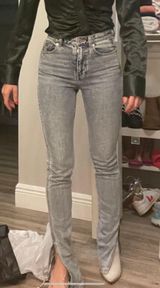 Something Navy Split Hem Jeans Photo 0