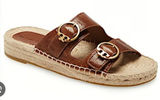 Tory Burch Selby Shoes Womens Size 7 Brown Leather Espadrille Slide Sandals Photo 0
