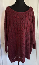 LUCKY BRAND Sweater Oversized  Multi Knit High Low Burgundy Casual Sweater Sz XL Photo 0