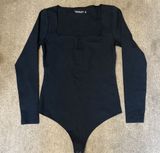 Abercrombie & Fitch Black Long Sleeve Square Neck Bodysuit Size M Photo 0