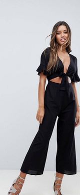ASOS Black Tie Jumpsuit Photo 0
