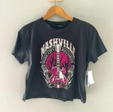 NWT Originality Nashville Graphic Tee | Band Tee | Crop | Size Medium Gray Photo 0