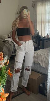 American Eagle White Ripped Jeans  Photo 0