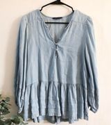 American Eagle Outfitters Peplum Chambray Top Photo 0