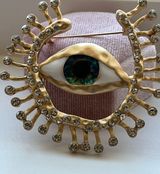 Restored Vintage Crystal Spirit Eye Lash Tarnish Resistant Brooch  Photo 0