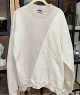 Abercrombie soft a&f crewneck oversized sweatshirt pullover beige two tone block Photo 0