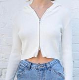 Brandy Melville White Zip Up Hoodie Photo 0