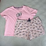 Life is Good Pajama Set Womens Large Heart Dice Valentines Day Shorts Shirt Top Photo 0