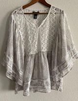 Shyanne  Lace Sheer Paisley Peasant Bohemian Smock Style Tunic Blouse XL Photo 0