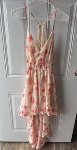 bundle Floral Lace High Low Dress Size L Pink and a hot pink lace top Photo 0