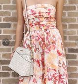 Abercrombie & Fitch Poplin Strapless Midi Dress Floral Size XL Photo 0