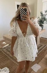 FOR LOVE & LEMONS Leighton Mini Dress in White Size XX-Small Photo 0