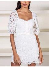 LUCY PARIS ELAINE Ivory Lace Floral Mini Dress Size Small Photo 0