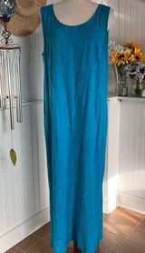 Blue Rayon Sleeveless Midi Dress Photo 0