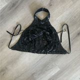 Black sequin black less halter top size S Photo 0