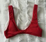 Red Ribbed Bikini Top Photo 0