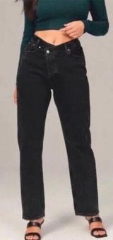 NWT Abercrombie & Fitch the dad high rise cross over jeans Sz 27 Photo 0