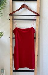 Red Velvet Bodycon Spaghetti Stap Cocktail Party Dress Photo 0
