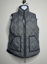 J. Crew Light Gray Chevron Print Quilted Down Full Zip Classic Vest Small Photo 0