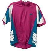 Vintage 90s Nike Jersey Cycling Shirt Small Retro Gray Tag Spell Out Swoosh Pink Photo 0
