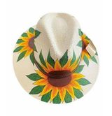 MEXICAN HAT Artisanal Handpainted Fedora Floral Sunflower Sombrero Panama Medium Photo 0
