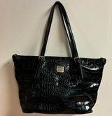 Anne Klein COPY -  Black Faux Crocodile Pattern Glazed Faux Leather Large Tote Photo 0