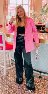 Boohoo Black Silk Feather Pants Photo 0