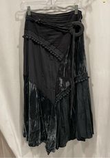 Vintage Stevie Nicks style charcoal corduroy velvet maxi boho fringe belt skirt Gray Size 6 Photo 0
