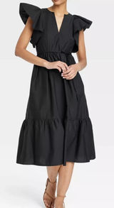 NWT A New Day Black Tiered Midi Dress Photo 0
