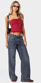 NWT Edikted ace relaxed jeans dark blue  Photo 0