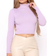 Ambiance Apparel Lavender Cropped Turtleneck Sweater Photo 0