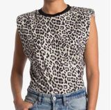 Alice and Olivia Braxton Leopard Print Crop Muscle T-shirt in Black and White Photo 0