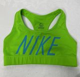 Dri fit Neon Green athletic sports bra with blue letters size XS Photo 0