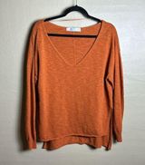 FREE PEOPLE Beach Linen Blend Vneck Side slits Hgh/Low Hem Large Burnt Orange Photo 0