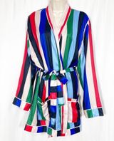 Plush Apparel X Revolve Rainbow Stripe Short Robe: Multicolor Size M Photo 0