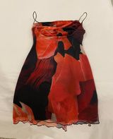 Princess Polly Red Abstract Pattern Dress Photo 0
