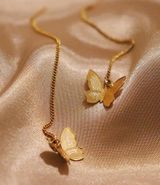 Gold Butterfly Threader Earrings Photo 0