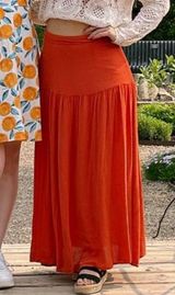 L LOVE  Rust Orange Maxi Skirt Photo 0