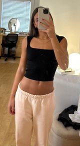 Black Square Neck Top Size XS Photo 0