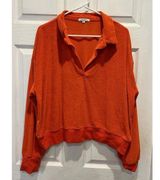 Z Supply Breanna Terry Sweatshirt Crop Orange Drop Shoulder Athleisure XL Photo 0