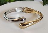 Two Tone Waterdrop Clamper Hinge Cuff Bracelet Gold Photo 0